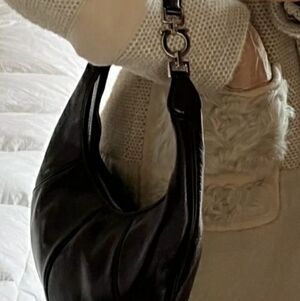 Salvatore Ferragamo Black Leather Hobo Bag